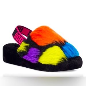 Ugg Brand Fluff Yeah Slides Slippers Size 9 NWoB Rainbow